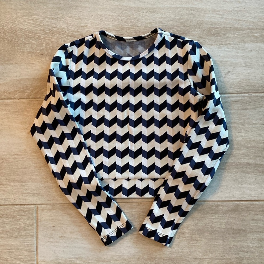 Seea Navy and White Geometric Swim Coverup